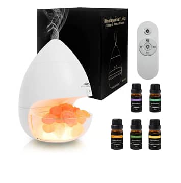 AromaNnano Upgraded Essential Oil Diffuser Himalayan Salt Lamp Cool Mist Humidifier Ultrasonic Aroma Diffuser with Oils Included C AS201