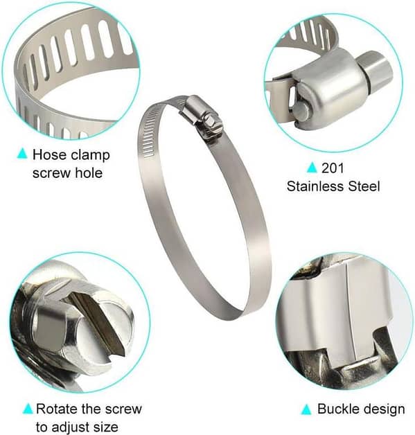 TUPARKA 6 Pcs Metal Hose Clip Clamp 91-114 mm Diameter Stainless Steel Ducting Clamp for Flexible Hose Pipe A-AS231