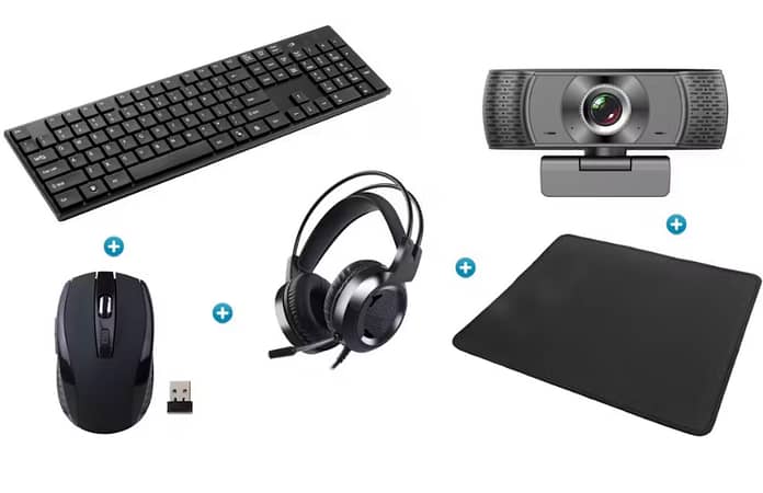 Laser 5-in-1 Home Office Pack Wireless Keyboard,Wireless Mouse,USB Headset,USB Webcam,Mouse Pad A R1410 PACCK