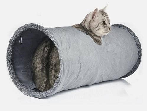 Pet Cat Kitten Small Tunnel Toy 1 Holes Funny Training Warm Sleeping Bed Play silver colour  B R5114