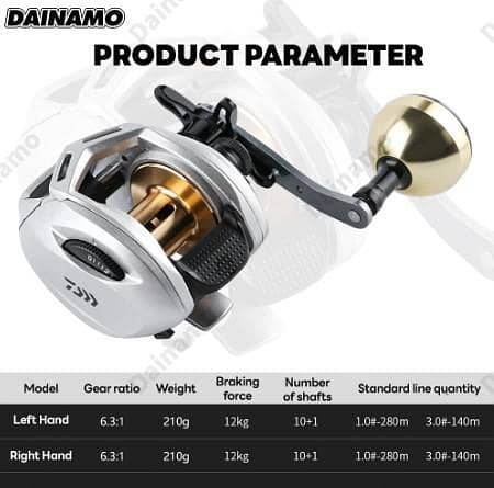 1 PCS HAI SILVER COLOUR Baitcasting Reel 16KG Drag 6+1 BB 6.3:1 Handle Fishing Reel L1B8 C R5255