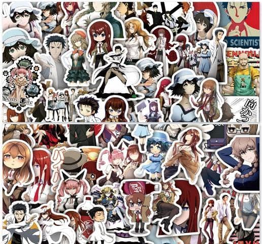 60Pcs Cartoon Steins;Gate Stickers for Laptops Books Cars Motorcycles Skateboards Bicycles Suitcases Skis Luggage Cup etc DJKT C R4269
