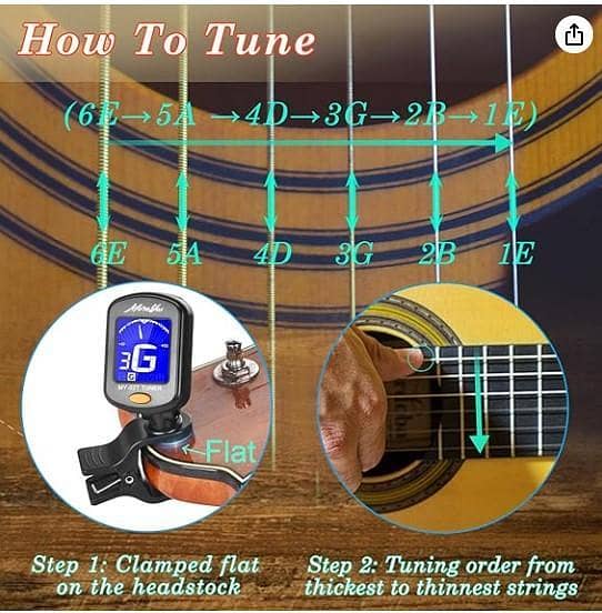 Guitar Tuner Clip on Chromatic Digital Tuner for Acoustic Guitars Violin, Ukulele, Bass B R5058
