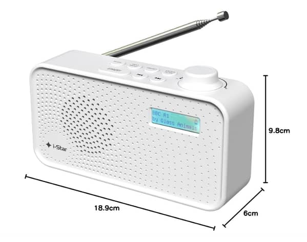 DAB Radio Portable, DAB Plus/DAB Radio, FM Radio, Small Radio, Digital Radio Mains Powered or Battery, USB Charging, Clear LCD Display (White) C C610