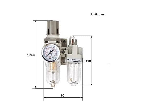 AC2010-02 Manual Drain Supply Air Pump Compressor Filter Pneumatic Pressure Regulator Moisture Oil Water Separator Two-Piece (Color : AC2010 02and Fitting, Specification: C C1324