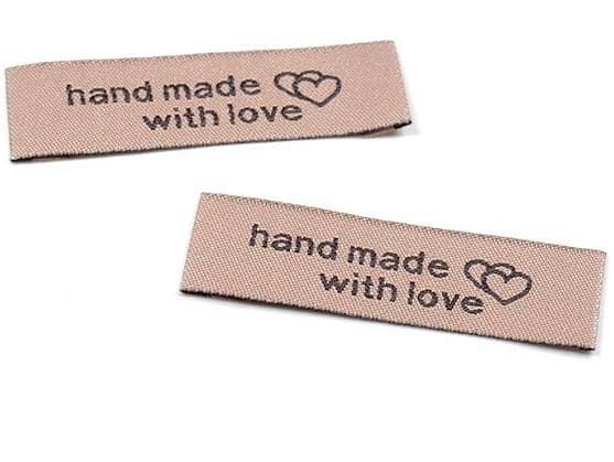 Vintageparts Beige 20 Pcs Brown Word Applique Patches DIY Jewelry Handmade Handmadewithlove Polyester  C  R3001
