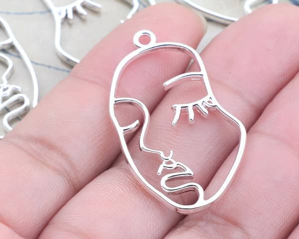 Silver plated alloy earring connector-Alloy earrings charms-Face shape earrings-earring pendant-Earring parts C R1306