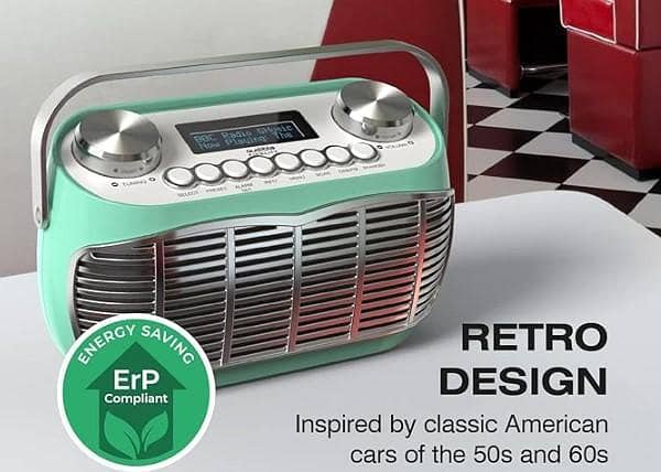 Audible Fidelity DETROIT DAB Alarm Clock, Retro Radio, Alarm Clocks for Bedside Table, Mains or Battery, FM Radio, DAB/DAB Plus Radio, LCD Display Clock Radio (Green) E R4745