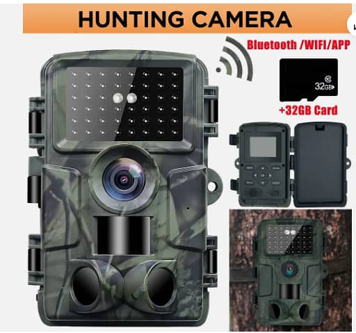 32GB Trail Camera WiFi Bluetooth Wildlife Scouting Hunting Camera Night Vision C R4493