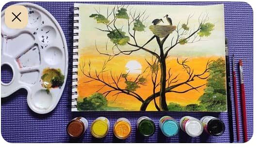 Sunset | Bird Nest Painting Tutorial | Sunset  C C197