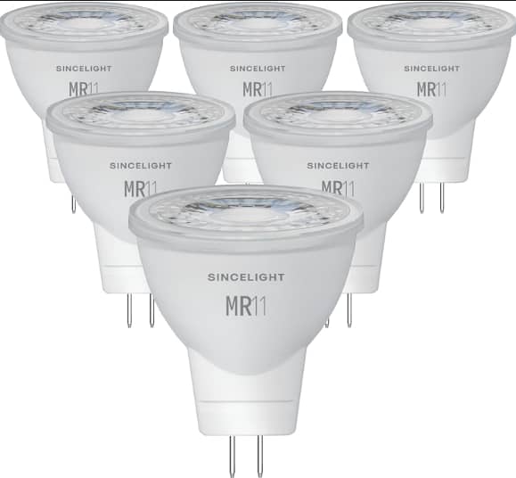 SINCELIGHT MR11 GU4 12V LED Small Spotlight Bulb Ø35mm Reflector, 3W, 280 Lumens, 25W Halogen Equivalent, 4000K (Neutral White), High Color Rending RA≈92, 35°Beam Angle, Pack of 6 C A778