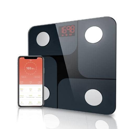 Scales for Body Weight,Bathroom Digital Scales for Body Weight, LCD Display (KGs/LBs), High Precision Health Analyzer,Smart Body Fat Weighing Scale with App Fit Tracker,180kg -Black C A492