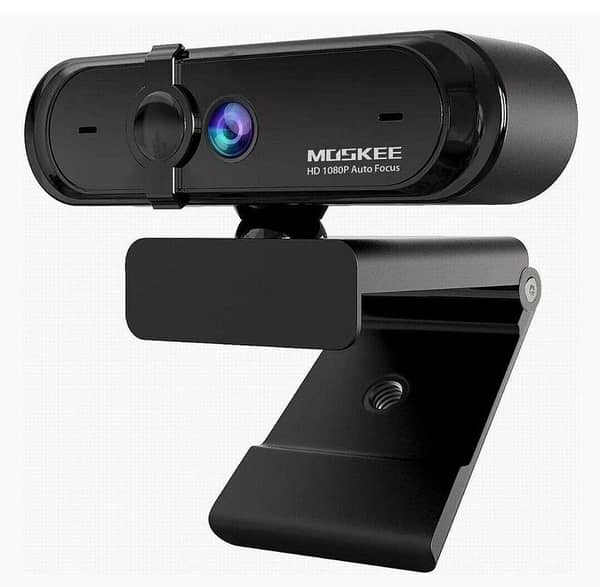 Moskee Full HD 1080P Webcam with Microphone, Auto Focus, Cover, Exposure Compensation, USB Connection, PC Camera for Video Chat and Recording, Live Streaming, Compatible with Windows, Mac and Android UK IMPORT  C R571