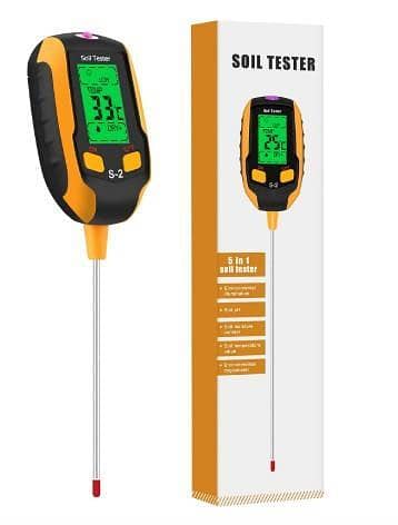 Eyglo 5-in-1 Soil r pH Meter, Digital Plant Thermometer r with Illumination/Soil Temperature/Humidity/PH/Ambient Humidity C r5413