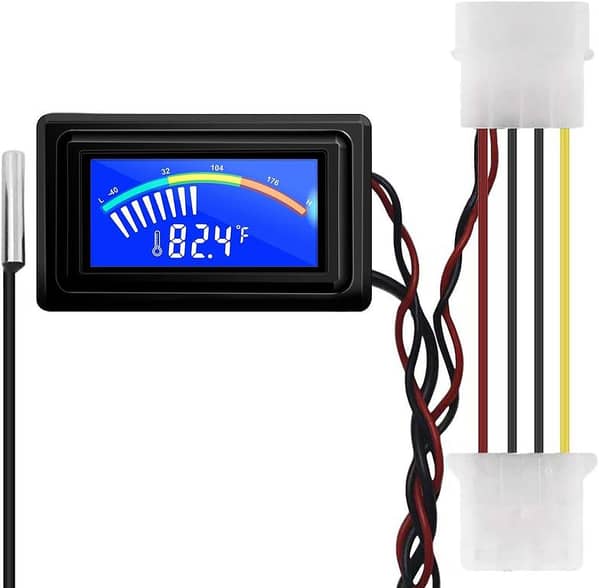 Qooltek Digital LCD Thermometer Temperature Gauge Aquarium Thermometer with Probe for Vehicle Reptile Terrarium Fish Tank Refrigerator(Fahrenheit) A-AS228
