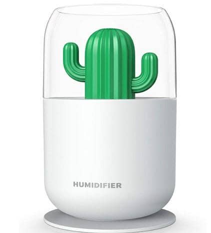 WooDlan 300ml Colorful Mist Humidifier, Cactus Shaped Colorful Mist Diffuser, Portable, Quiet Essential Oil Diffuser, USB Powered Desktop Humidifier, Compatible with Home Office, Bedroom C R1867