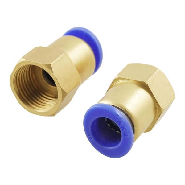 • 2 Pack Female Push Lock Fitting - Straight Union Adapter • Push to Connect Fittings, Apply to Pneumatic System • 10mm OD, Gold color for easy identification • Ideal for DIY projects and pneumatic system applications