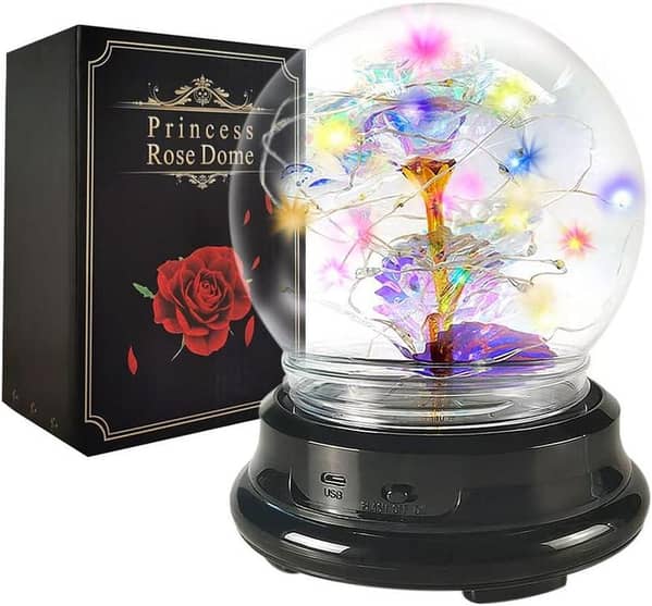 Galaxy Rose Flowers Forever Enchanted LED Rose in Ball Dome for Valentine’s, Mother’s Day, Anniversary