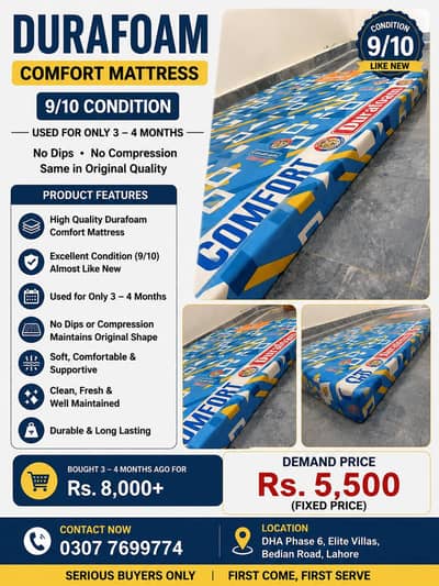 Durafoam Comfort Mattress for Sale – Excellent Condition