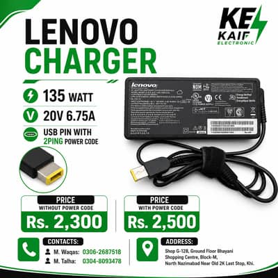 Original Lenovo 135W Laptop Charger (20V 6.75A) USB Pin