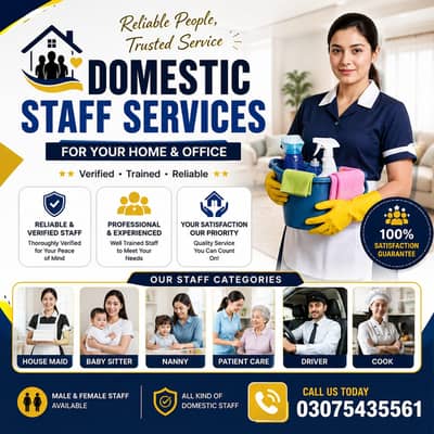 House Maids , Babysitters , Drivers , Cooks , Patient Care , nurse