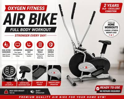 Oxygen Fitness 2 in 1 Air Bike & Cross Trainer,Premium Home Gym