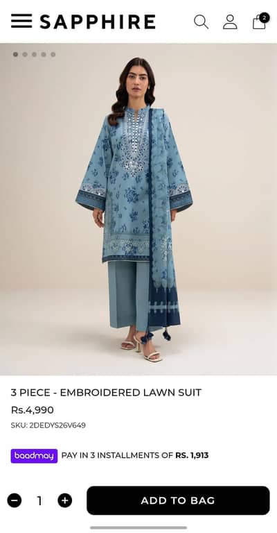Embroidered Lawn Suits by Sapphire.
