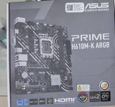 Intel Core i5 14400F 14th Gen Processor + ASUS Prime H610M-K ARGB