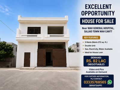 double storey house for sale in sajjad Town wah gernel hospital wah