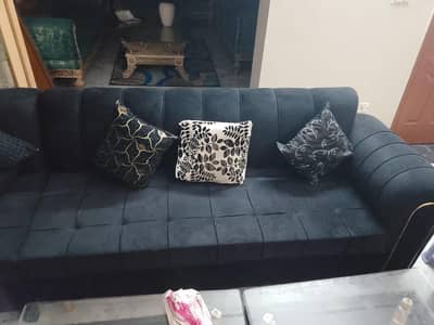 L shaped New Black sofa with gold touch