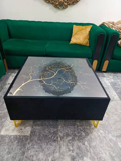 Glass-Top Centre Table (3 × 3 ft)