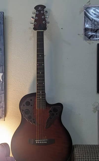 ovation style fiber body slim cutaway acoustic guitar