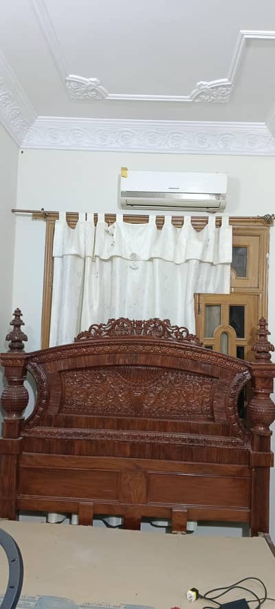 shesham wood bed+dressing table or side tables
