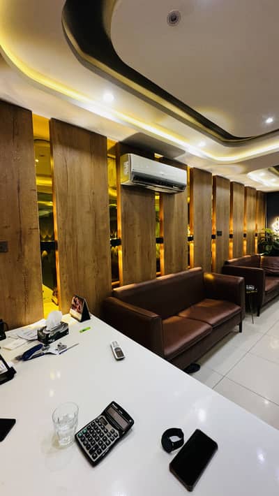 Side wall office with lights