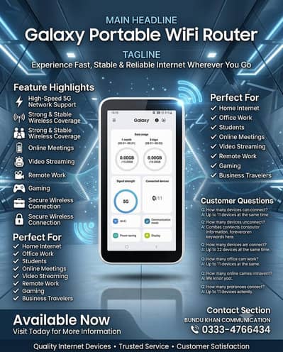 Galaxy 5G Portable WiFi Router | Connect 11 Devices | Pocket Hotspot
