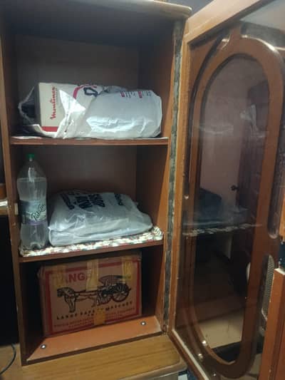 Solid Lasani Wood Wooden Showcase / Storage Cabinet – Great Condition