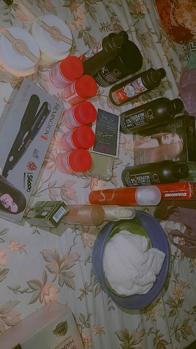 saloon material/hair chemical/facial/mani padi creams/hair dryer etc. .