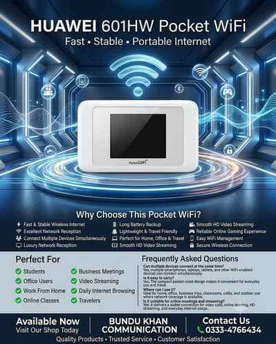 Huawei 601HW Pocket WiFi | Portable 4G Hotspot