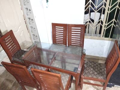 6 seater wooden dining table set for sale 7000
