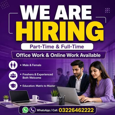 WE HIRING MALE AND FEMALES STAFF FOR OFFICE WORK
