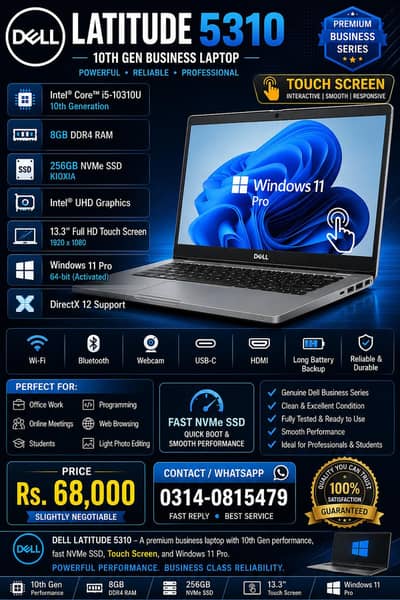  Dell Latitude 5310  Premium 10th Gen Business Laptop