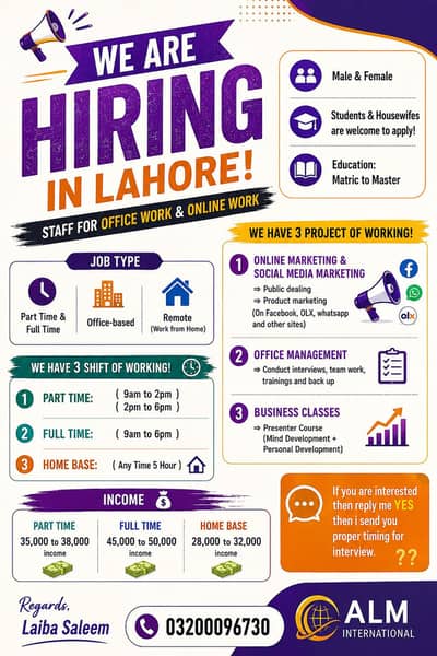 Apply Now for online and office work!