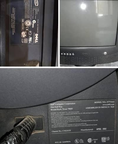 old monitor, keyboard, mouse and wires 2002