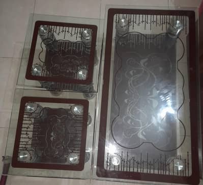 3 piece tampered glass tables set