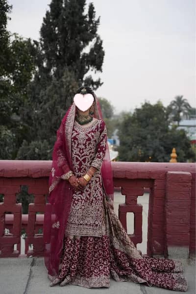 Luxury Maroon Bridal Lehenga, Heavy Hand Embellished, Wedding Wear