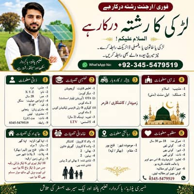 *(فوری/ ارجنٹ رشتہ درکار ہے)*03455479519