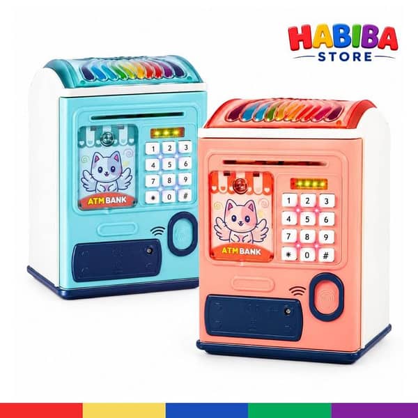 Electronic ATM Piggy Bank for Kids, Money Bank with Password and Fingerprint Lock, Automatic Paper Money Saving Box, Gift Toy for Kids Boys Girls