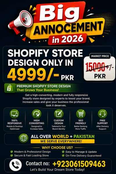 Premium Shopify Store Design | only in 4999/-PKR | Azadi Offer 