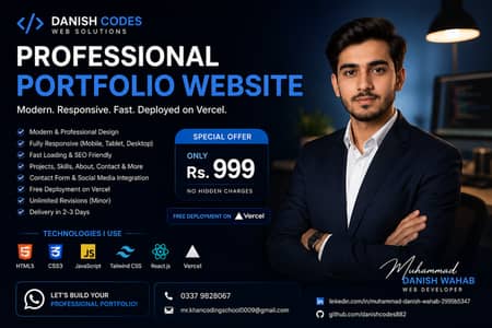 Professional Portfolio Website Sirf Rs. 999 Mein!