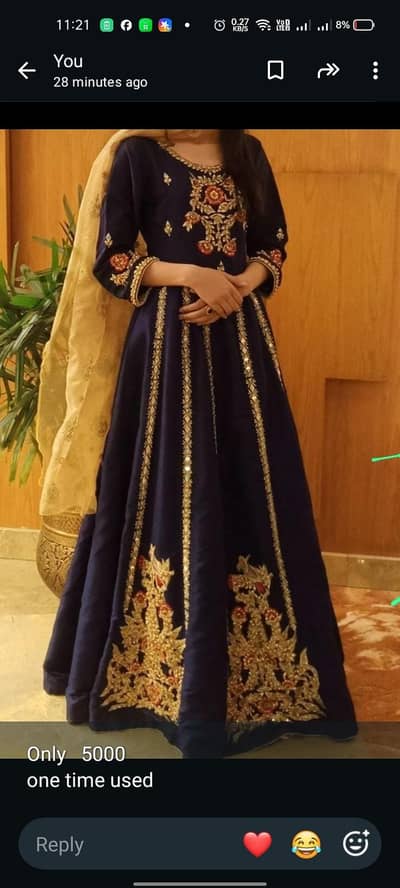 ready to wear navy blue silk frock